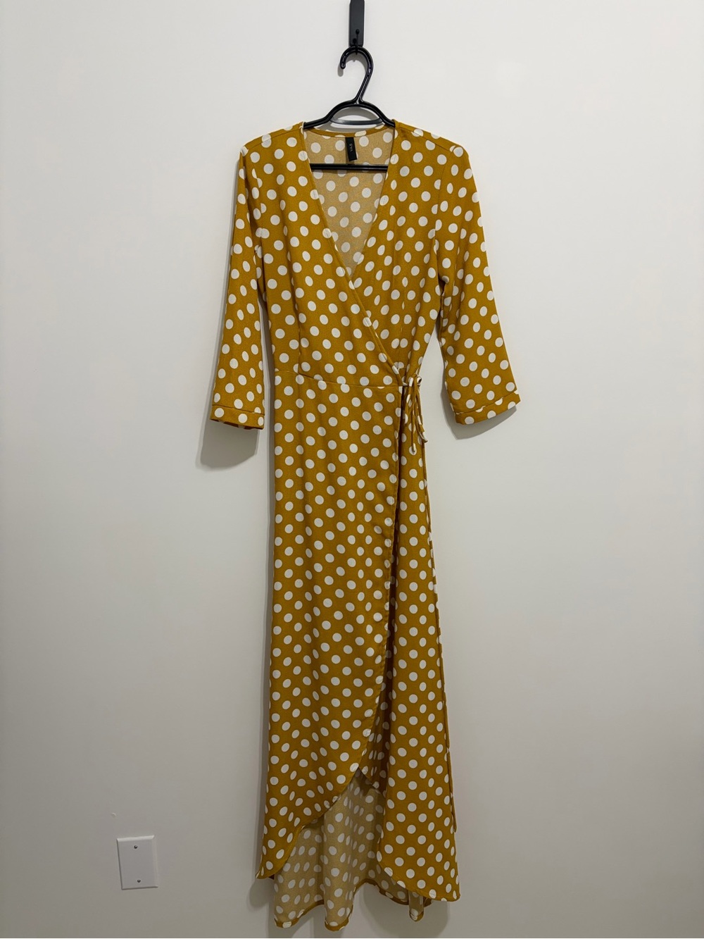 ASOS - Mustard Polka Dot High Low Wrap Maxi Dress - Tall